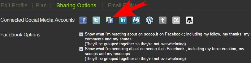 Sharing your post to Facebook Fan Page with Scoop-it 