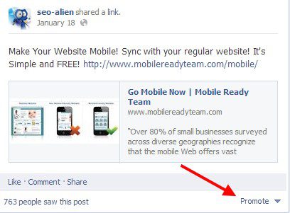 Promote Link on Facebook Post