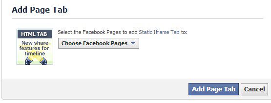 Select page and then click Add Page Tab