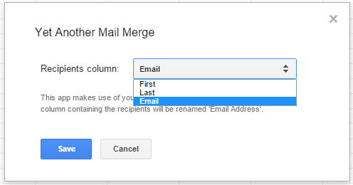 Select email column