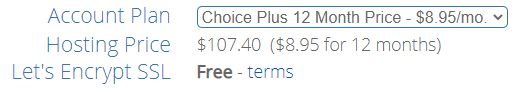 Bluehost's Choice Plus 1yr Package